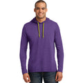 no-logo CLOSEOUT - Gildan 100% Ring Spun Cotton Long Sleeve Hooded T-Shirt-Gildan-Heather Purple/Neon Yellow-S-Thread Logic