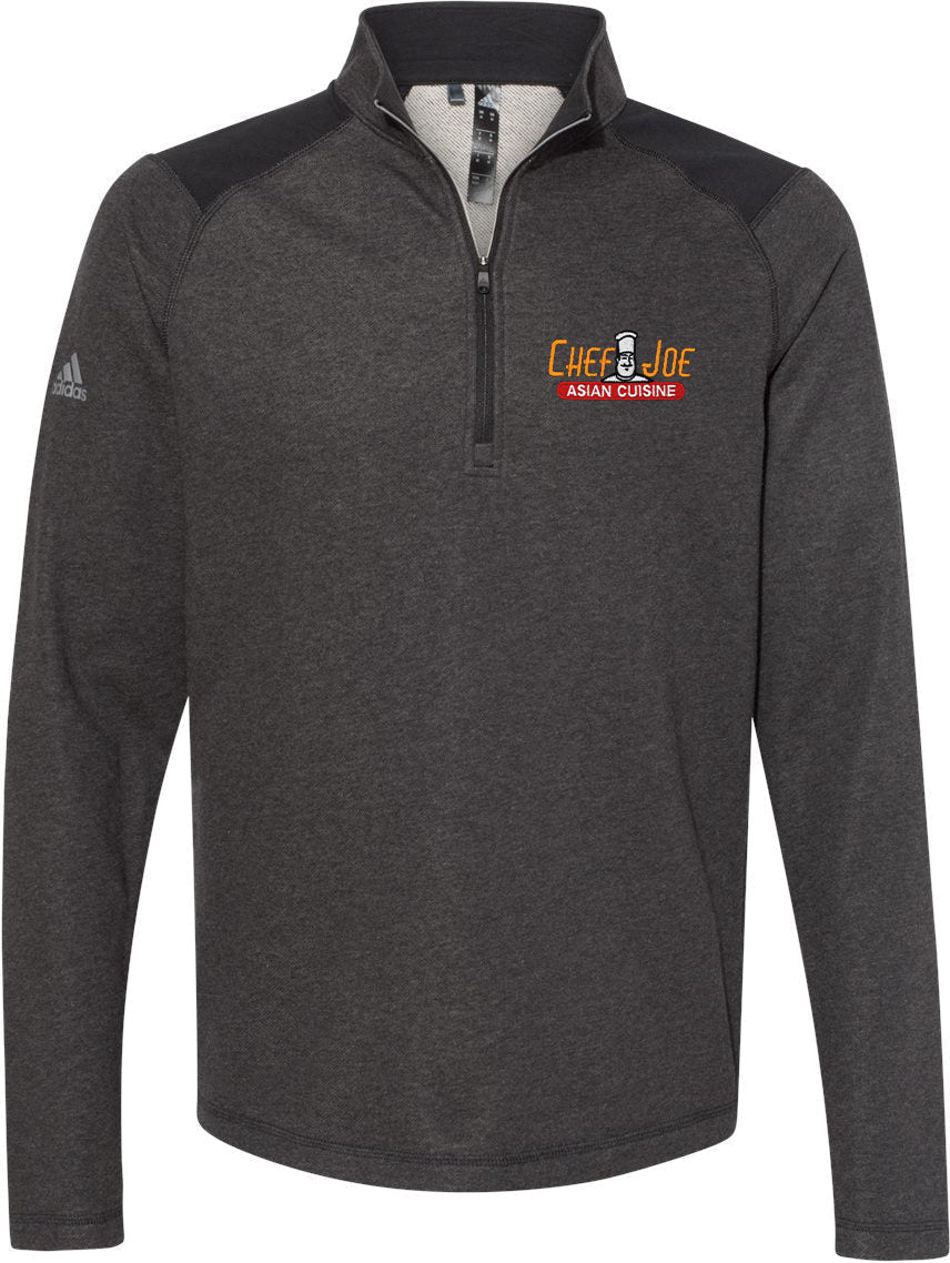 no-logo Adidas Heathered Quarter Zip Pullover with Colorblocked Shoulders-Men's Layering-Adidas-Thread Logic