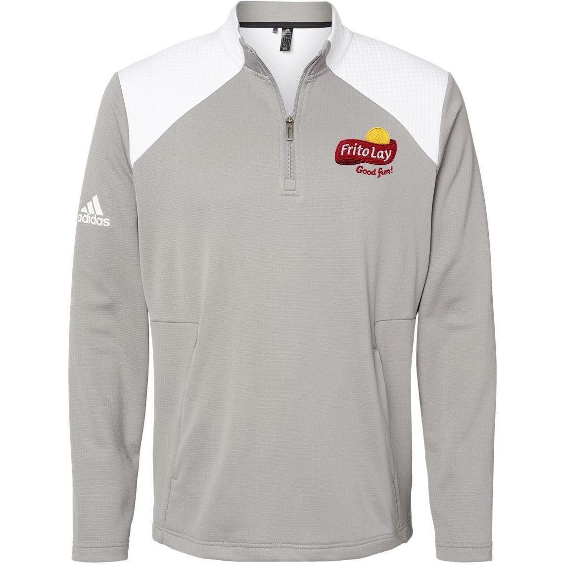 no-logo Adidas Textured Mixed Media Quarter-Zip Pullover-Outerwear-Adidas-Thread Logic