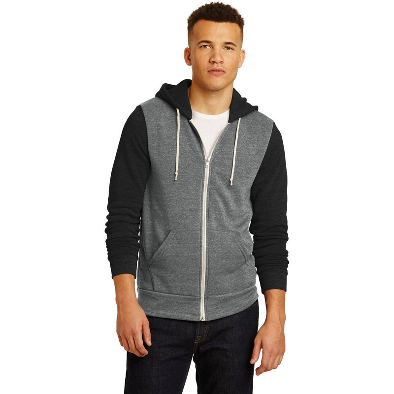 no-logo CLOSEOUT - Alternative Colorblock Rocky Eco Fleece Zip Hoodie-Alternative-Eco Grey/Eco True Black-S-Thread Logic