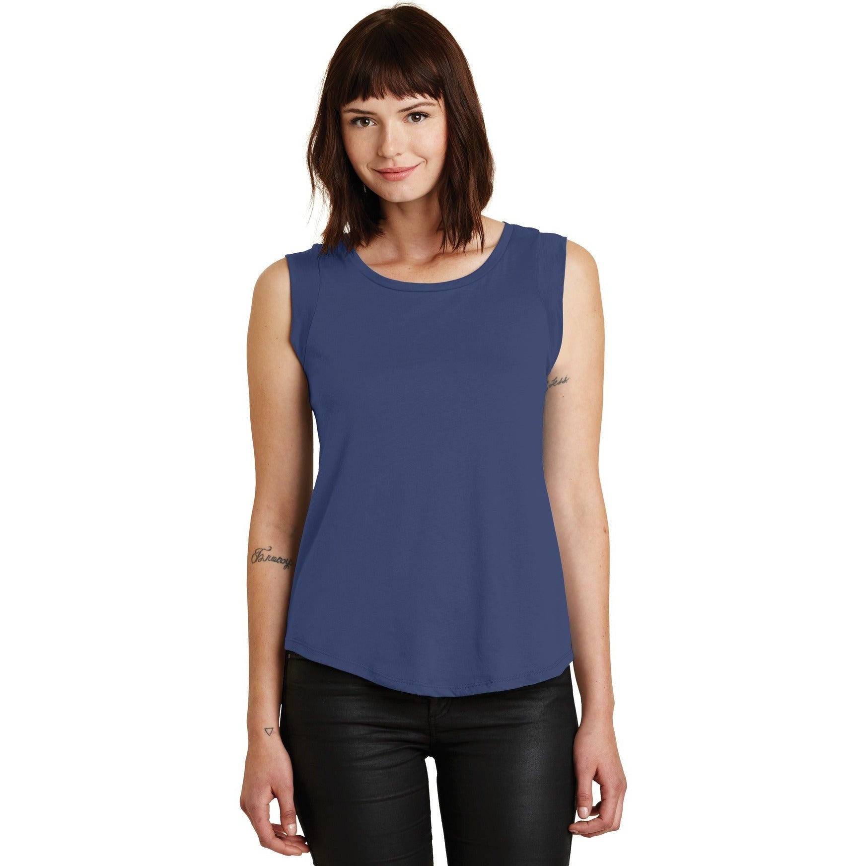 no-logo CLOSEOUT - Alternative Women's Cap Sleeve Satin Jersey Crew T-Shirt-Alternative-Navy-S-Thread Logic