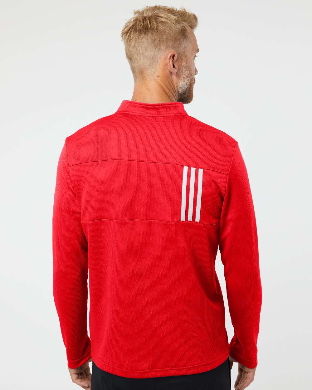no-logo Adidas 3-Stripes Double Knit Quarter-Zip Pullover-Men's Layering-Adidas-Thread Logic