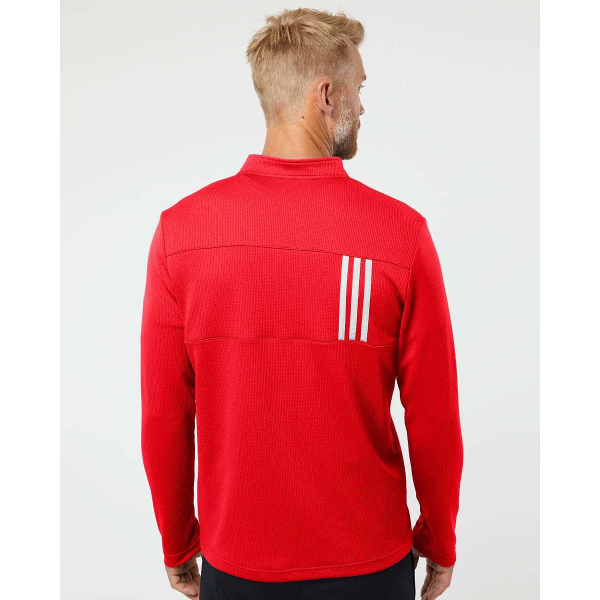 no-logo Adidas 3-Stripes Double Knit Quarter-Zip Pullover-Men's Layering-Adidas-Thread Logic