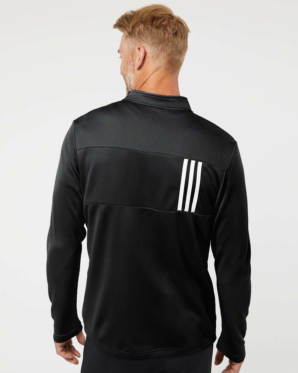 no-logo Adidas 3-Stripes Double Knit Quarter-Zip Pullover-Men's Layering-Adidas-Thread Logic