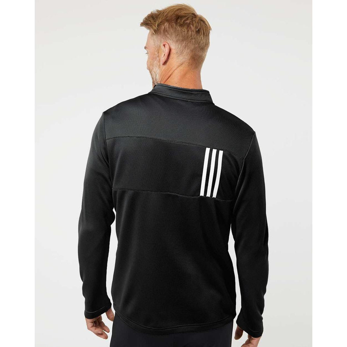 no-logo Adidas 3-Stripes Double Knit Quarter-Zip Pullover-Men's Layering-Adidas-Thread Logic