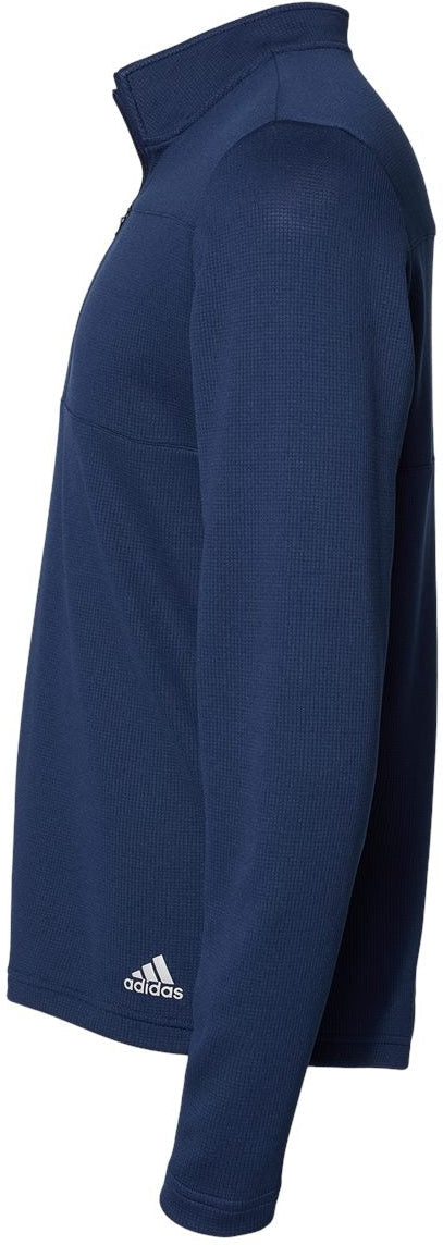 no-logo Adidas 3-Stripes Double Knit Quarter-Zip Pullover-Men's Layering-Adidas-Thread Logic