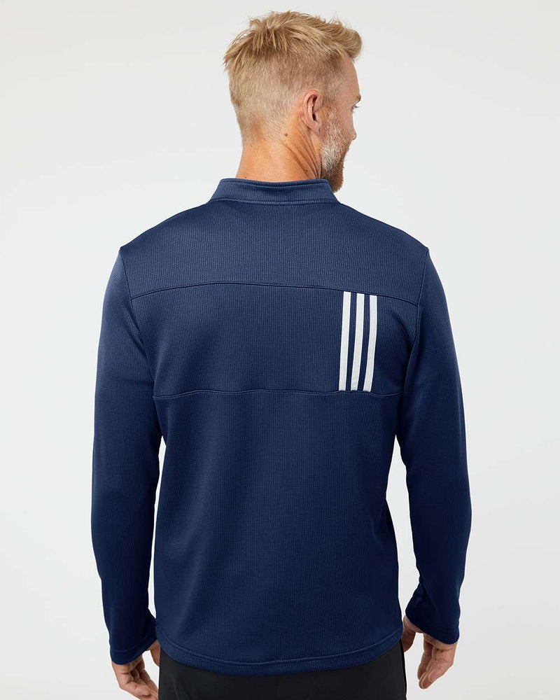 no-logo Adidas 3-Stripes Double Knit Quarter-Zip Pullover-Men's Layering-Adidas-Thread Logic