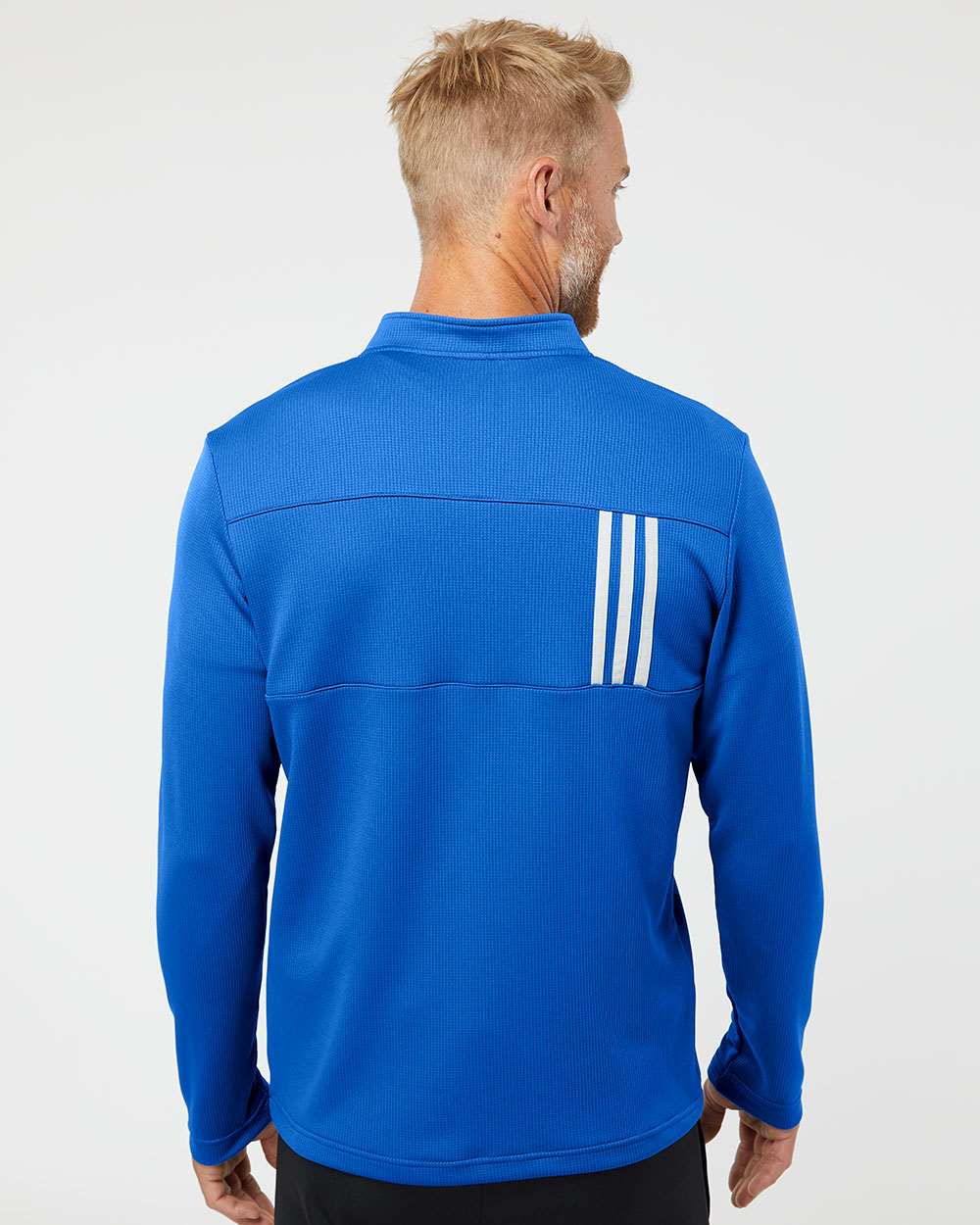 no-logo Adidas 3-Stripes Double Knit Quarter-Zip Pullover-Men's Layering-Adidas-Thread Logic