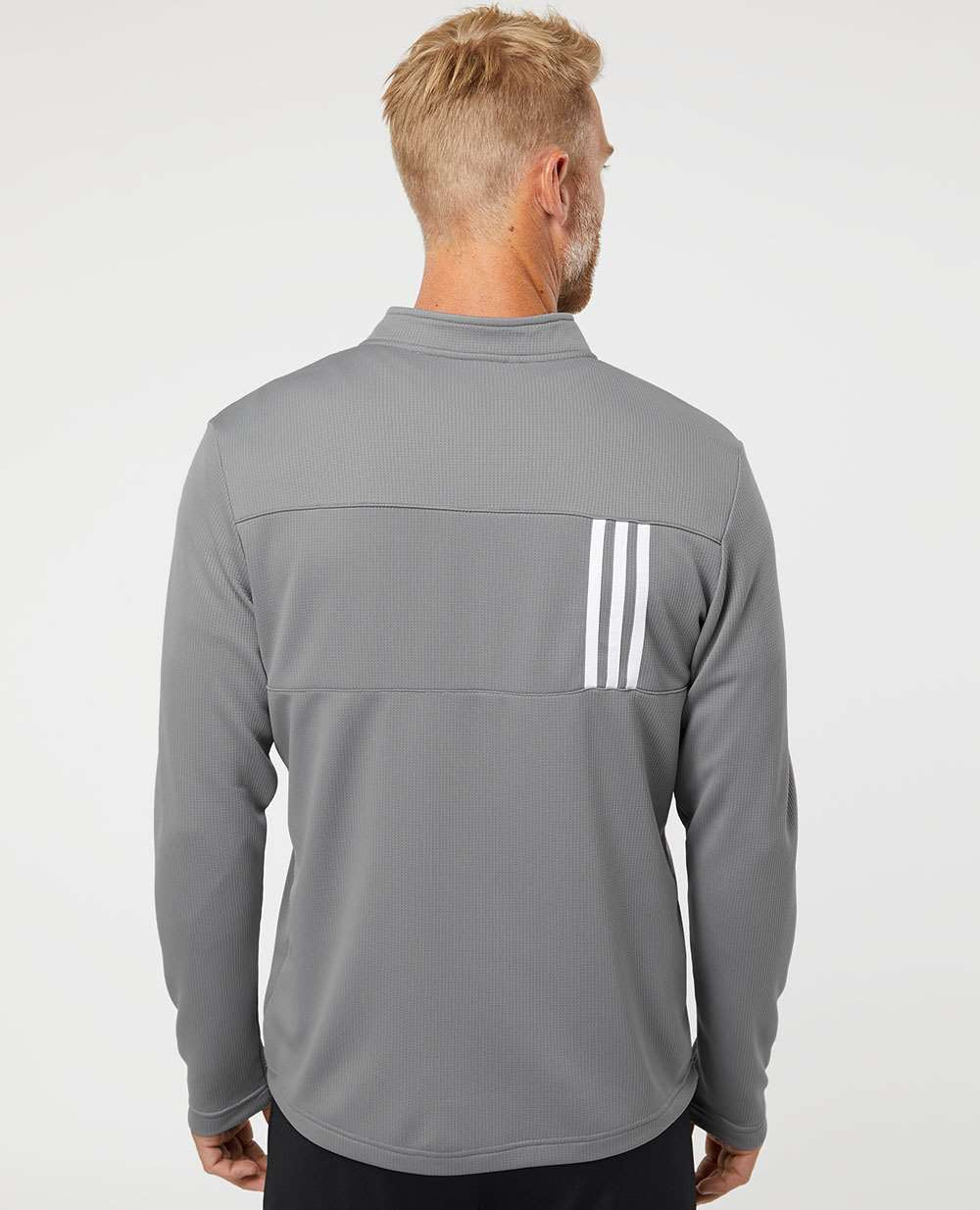 no-logo Adidas 3-Stripes Double Knit Quarter-Zip Pullover-Men's Layering-Adidas-Thread Logic