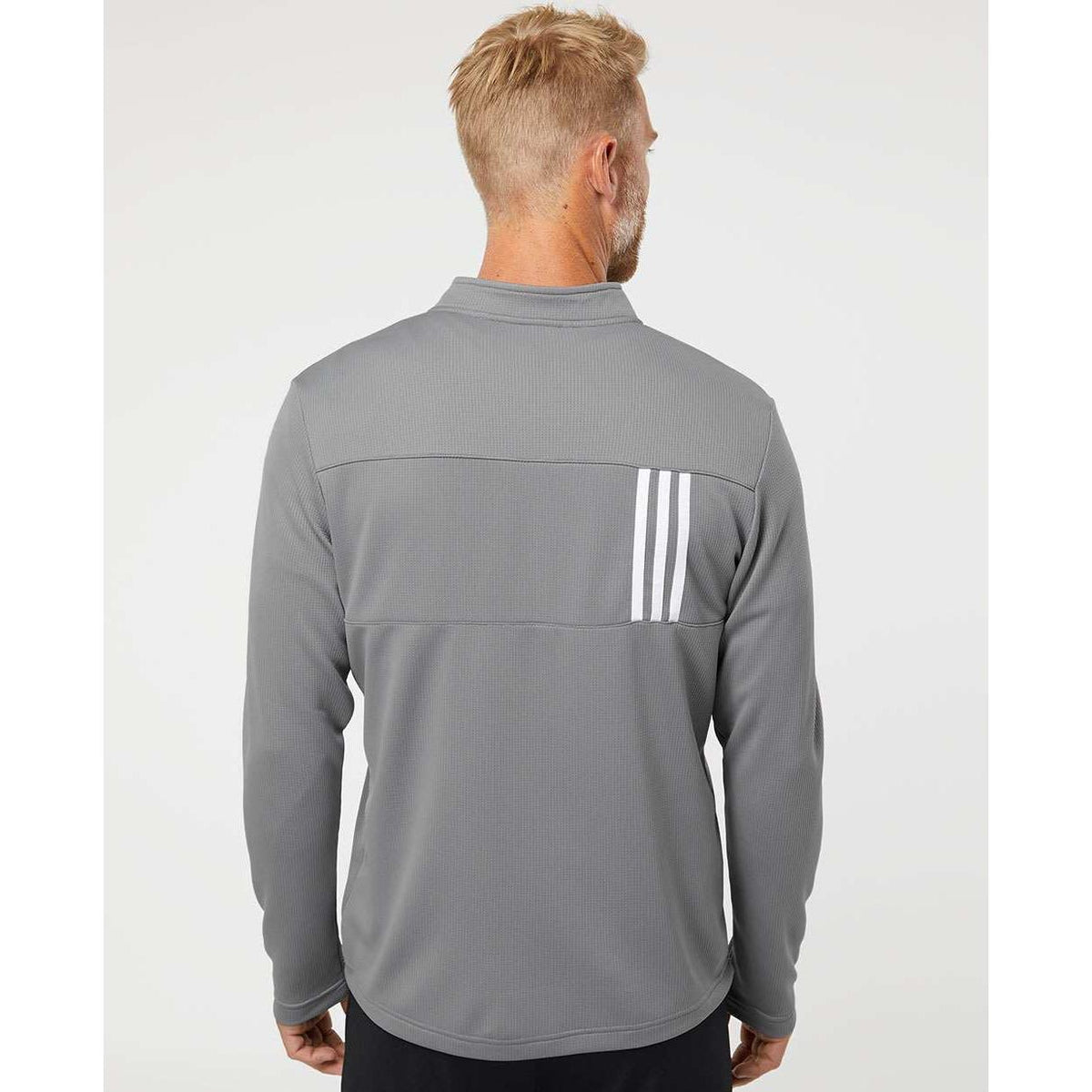 no-logo Adidas 3-Stripes Double Knit Quarter-Zip Pullover-Men's Layering-Adidas-Thread Logic