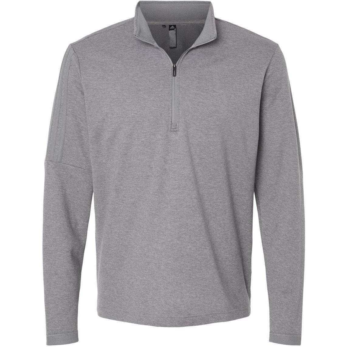 no-logo Adidas 3-Stripes Quarter-Zip Sweater-Apparel-Adidas-Grey Three Melange-S-Thread Logic