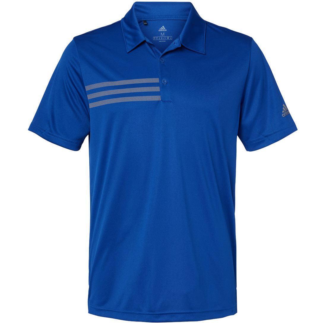 no-logo Adidas 3Stripes Shoulder Polo-Men's Polos-Adidas-Collegiate Royal/Grey Three-S-Thread Logic