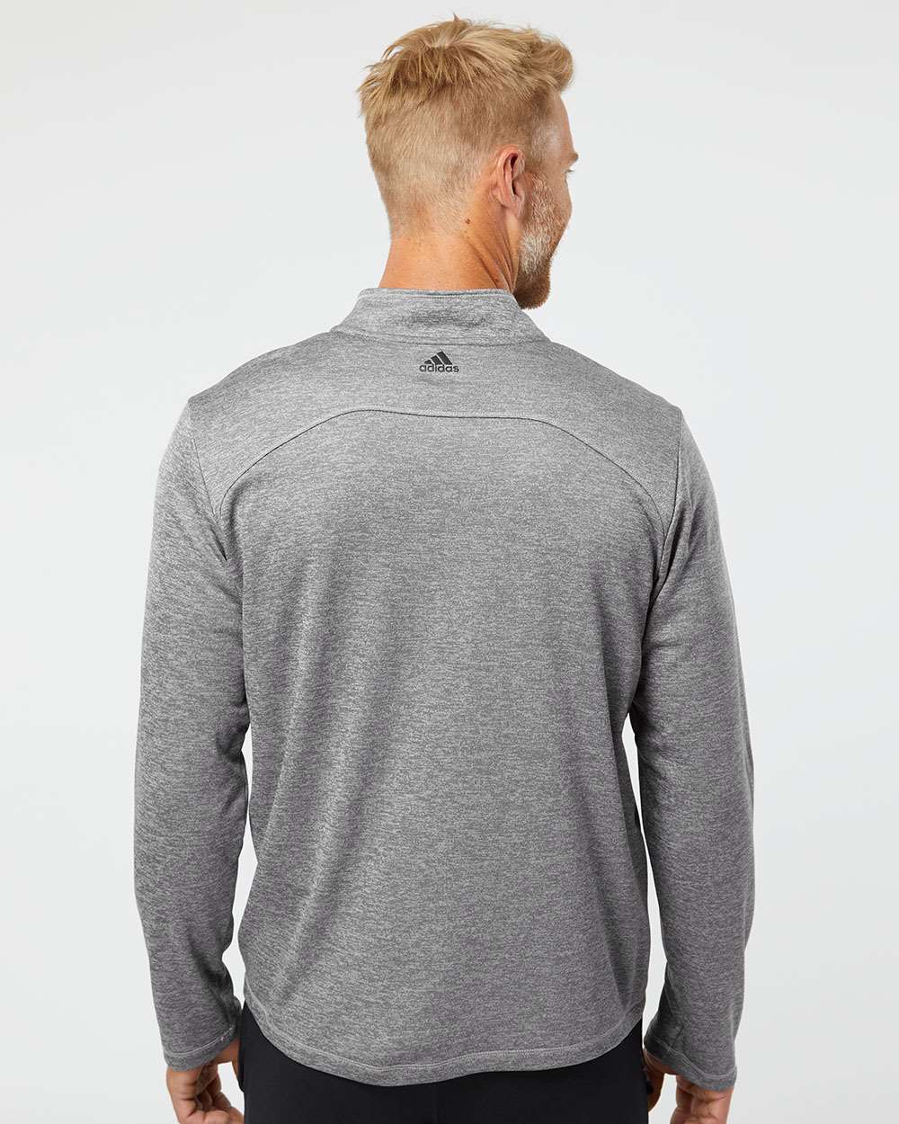 no-logo Adidas Brushed Terry Heathered QuarterZip Pullover-Men's Layering-Adidas-Thread Logic
