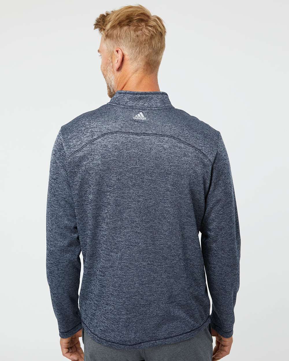no-logo Adidas Brushed Terry Heathered QuarterZip Pullover-Men's Layering-Adidas-Thread Logic