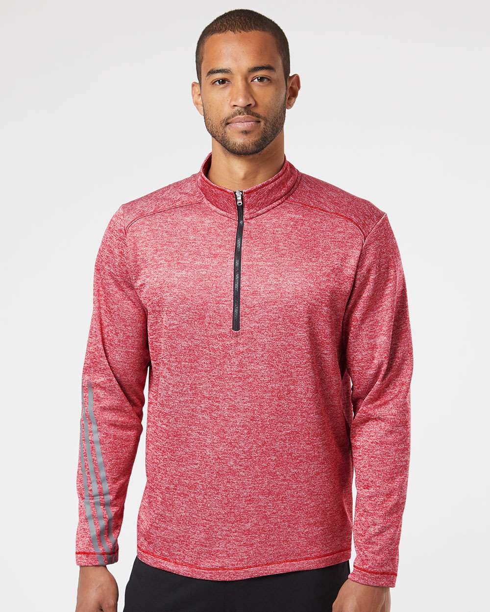 no-logo Adidas Brushed Terry Heathered QuarterZip Pullover-Men's Layering-Adidas-Thread Logic