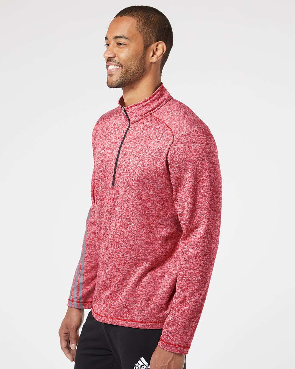 no-logo Adidas Brushed Terry Heathered QuarterZip Pullover-Men's Layering-Adidas-Thread Logic