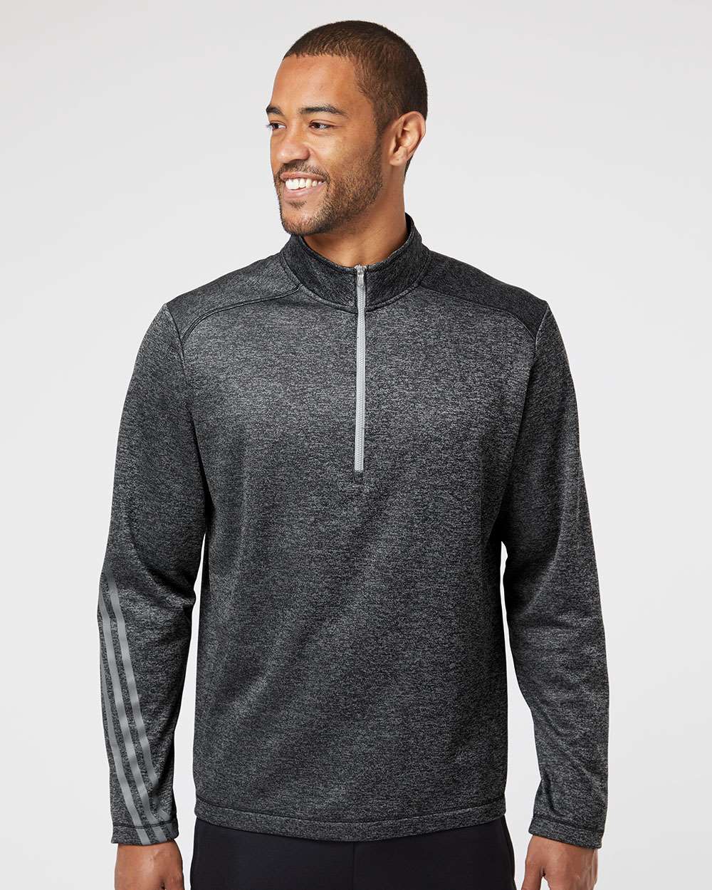 no-logo Adidas Brushed Terry Heathered QuarterZip Pullover-Men's Layering-Adidas-Thread Logic