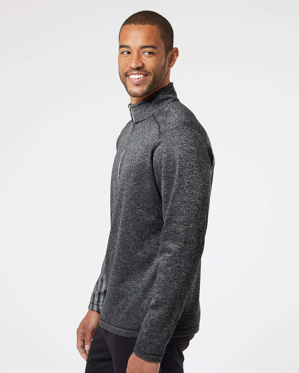 no-logo Adidas Brushed Terry Heathered QuarterZip Pullover-Men's Layering-Adidas-Thread Logic