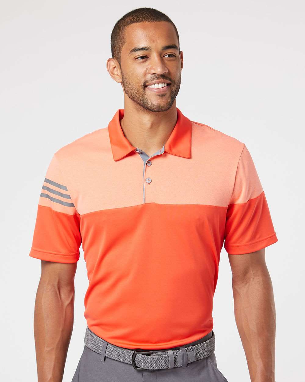 no-logo Adidas Heather 3Stripes Block Polo-Men's Polos-Adidas-Thread Logic