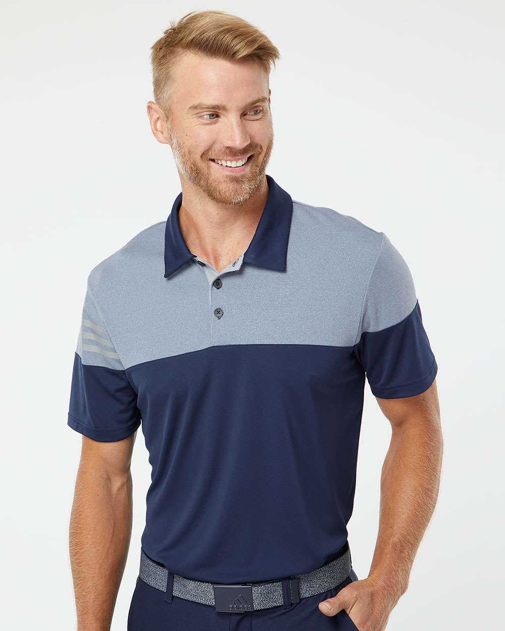 no-logo Adidas Heather 3Stripes Block Polo-Men's Polos-Adidas-Thread Logic
