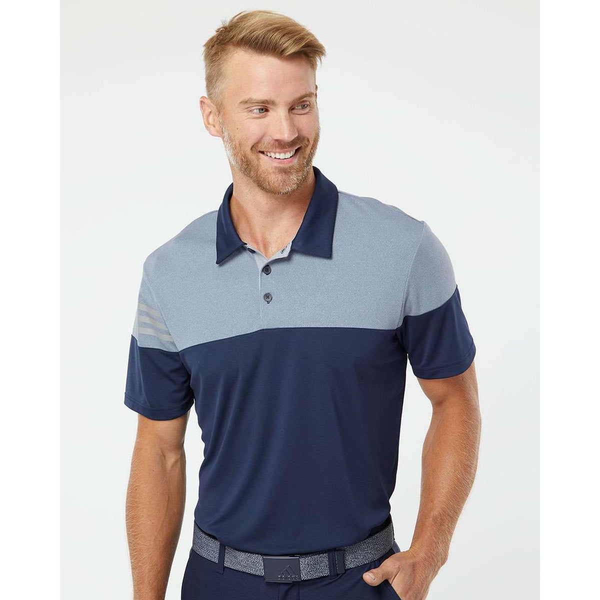 no-logo Adidas Heather 3Stripes Block Polo-Men's Polos-Adidas-Thread Logic