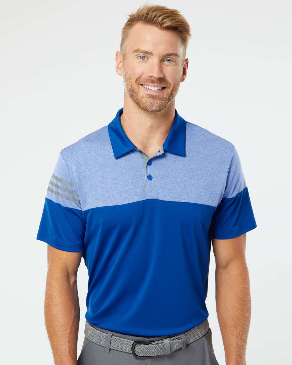 no-logo Adidas Heather 3Stripes Block Polo-Men's Polos-Adidas-Thread Logic