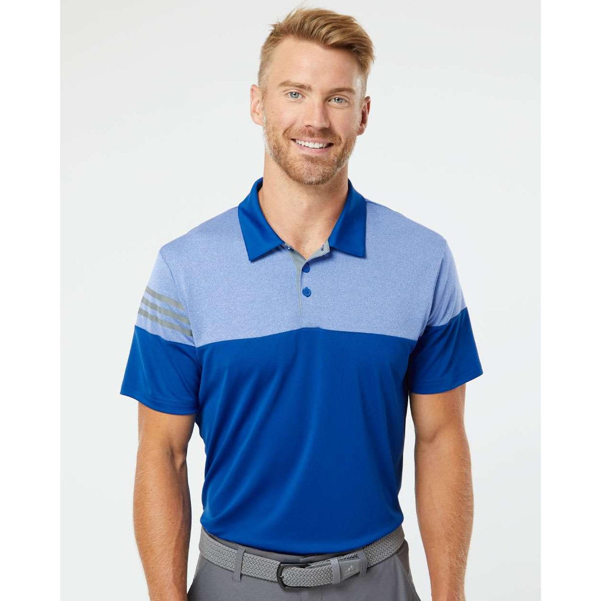 no-logo Adidas Heather 3Stripes Block Polo-Men's Polos-Adidas-Thread Logic