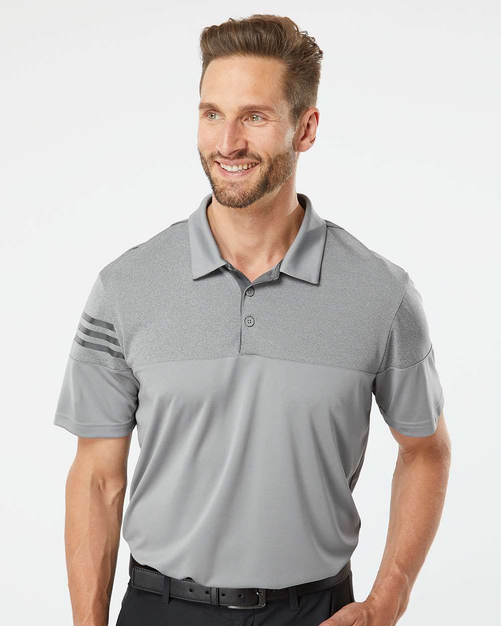 no-logo Adidas Heather 3Stripes Block Polo-Men's Polos-Adidas-Thread Logic