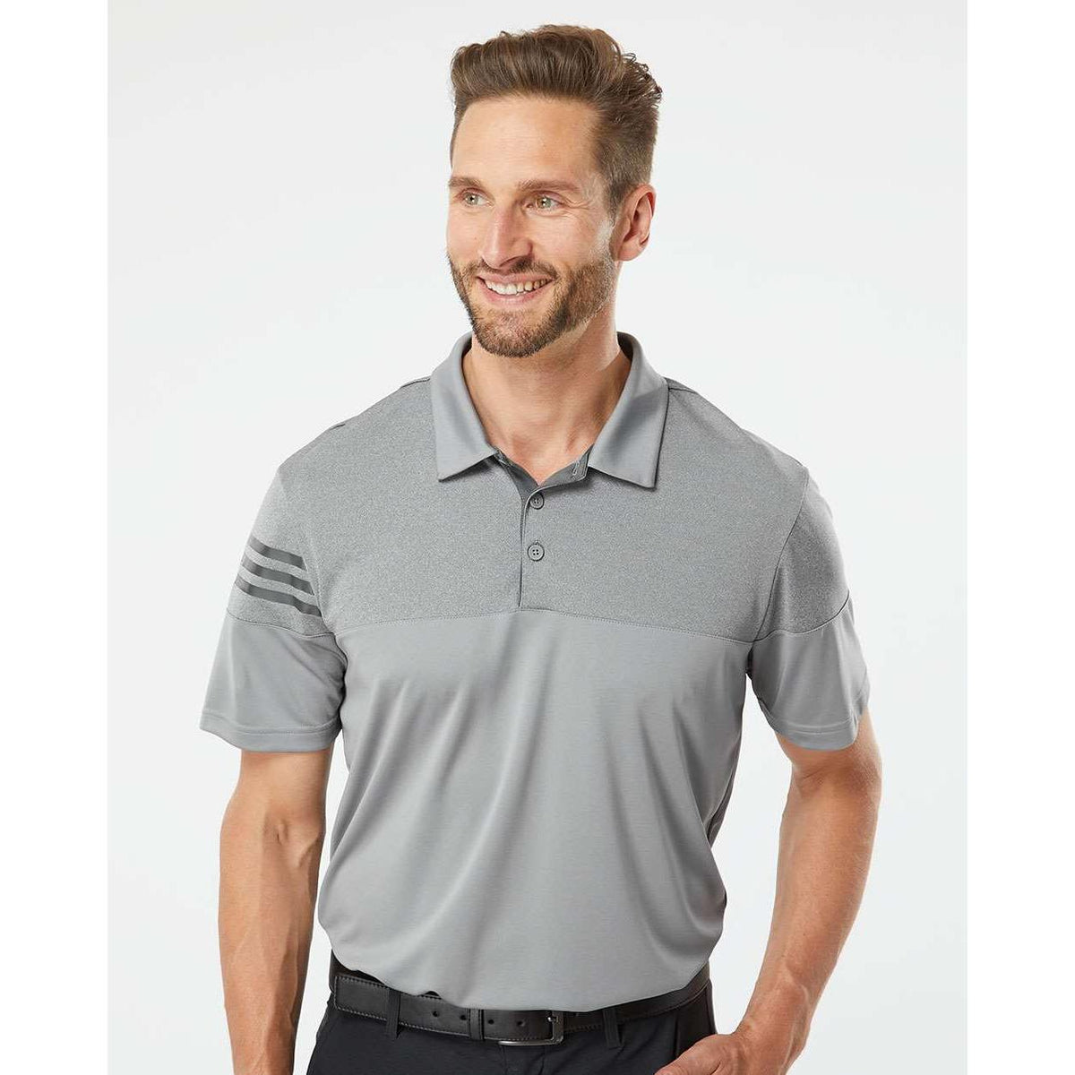 no-logo Adidas Heather 3Stripes Block Polo-Men's Polos-Adidas-Thread Logic