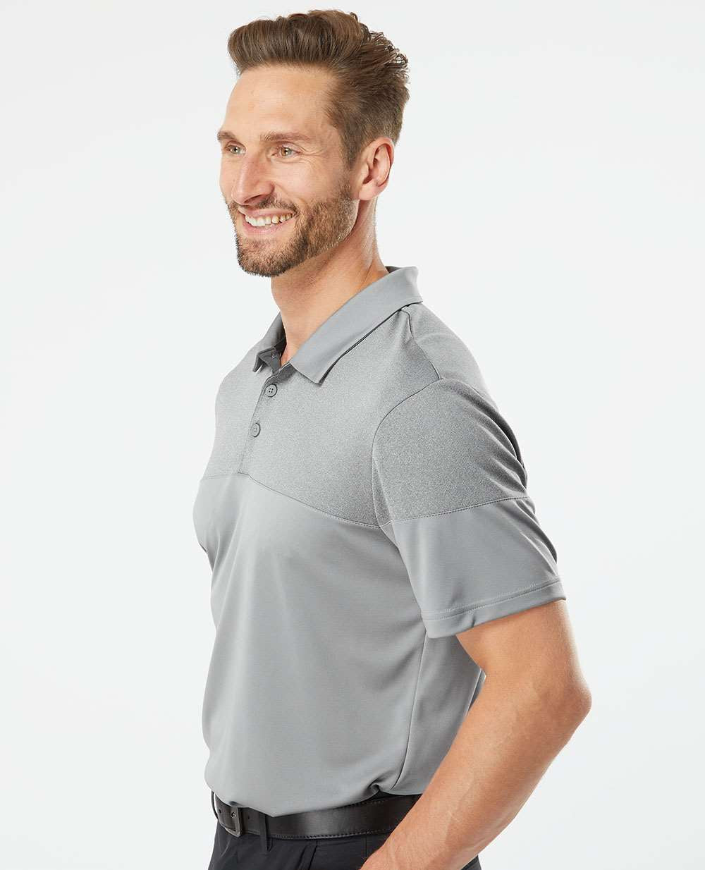 no-logo Adidas Heather 3Stripes Block Polo-Men's Polos-Adidas-Thread Logic