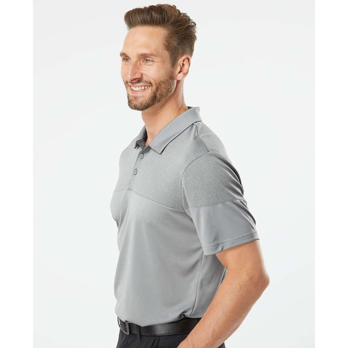 no-logo Adidas Heather 3Stripes Block Polo-Men's Polos-Adidas-Thread Logic