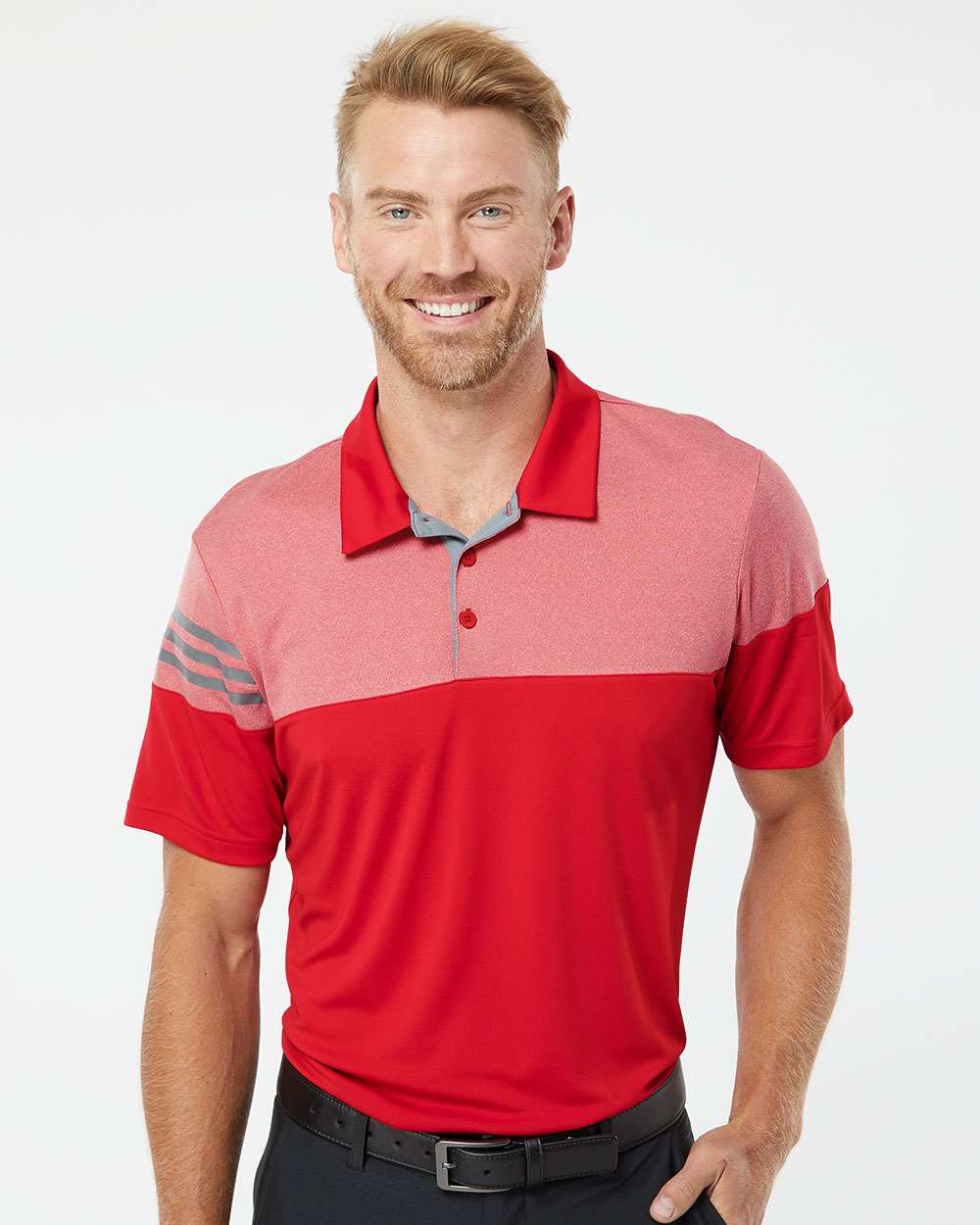 no-logo Adidas Heather 3Stripes Block Polo-Men's Polos-Adidas-Thread Logic