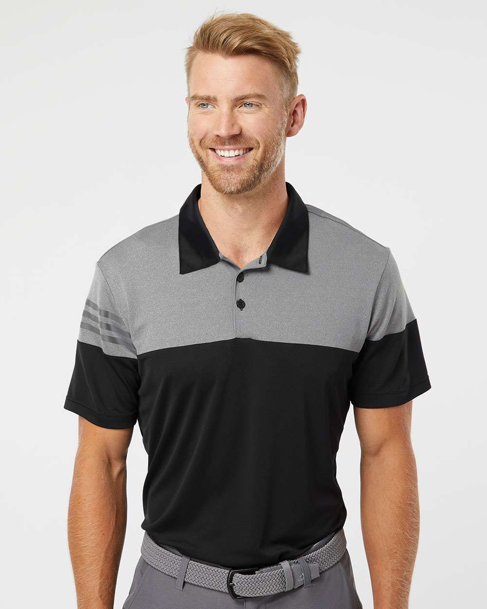 no-logo Adidas Heather 3Stripes Block Polo-Men's Polos-Adidas-Thread Logic