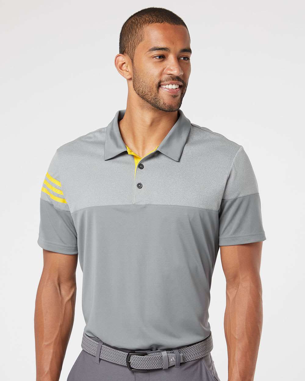no-logo Adidas Heather 3Stripes Block Polo-Men's Polos-Adidas-Thread Logic