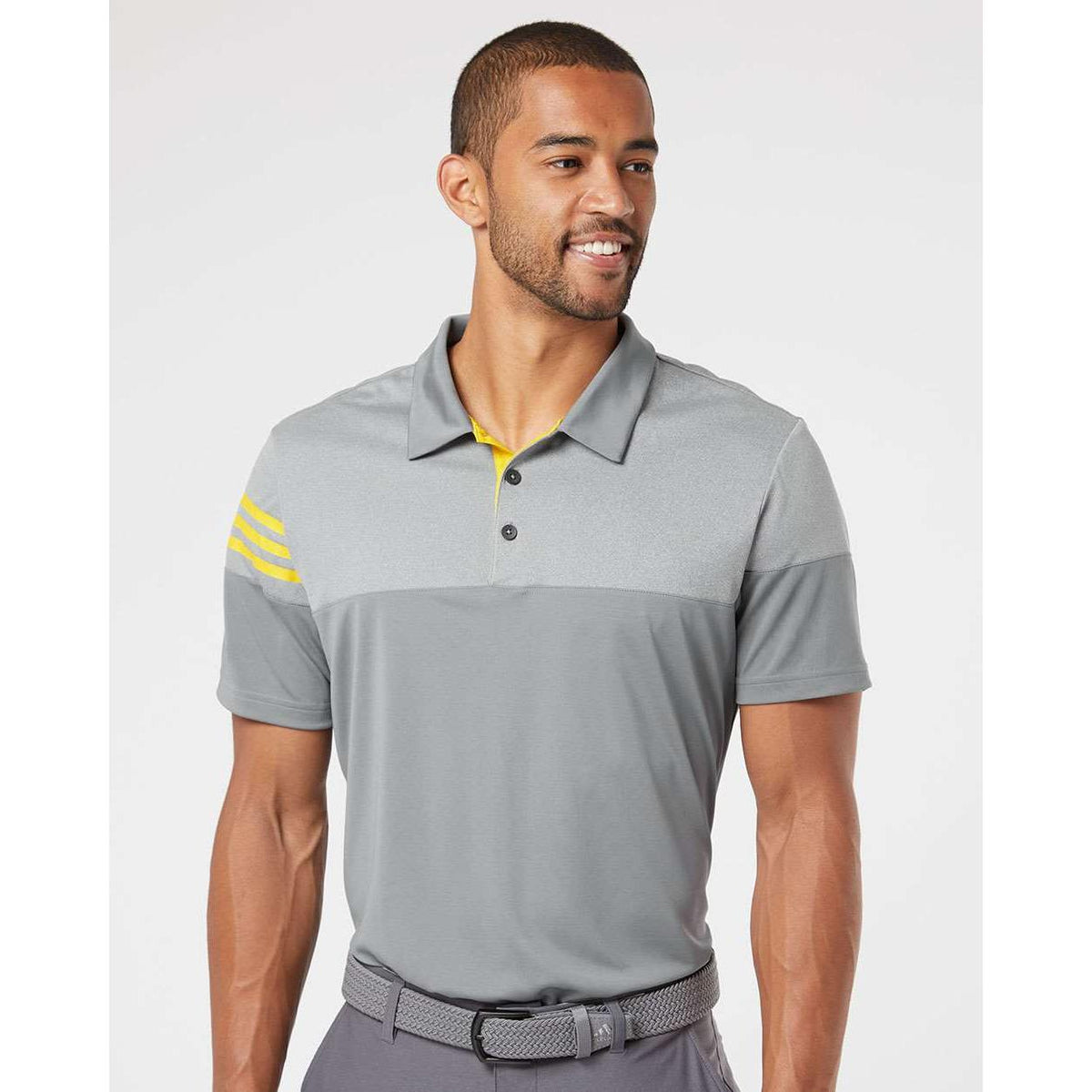 no-logo Adidas Heather 3Stripes Block Polo-Men's Polos-Adidas-Thread Logic