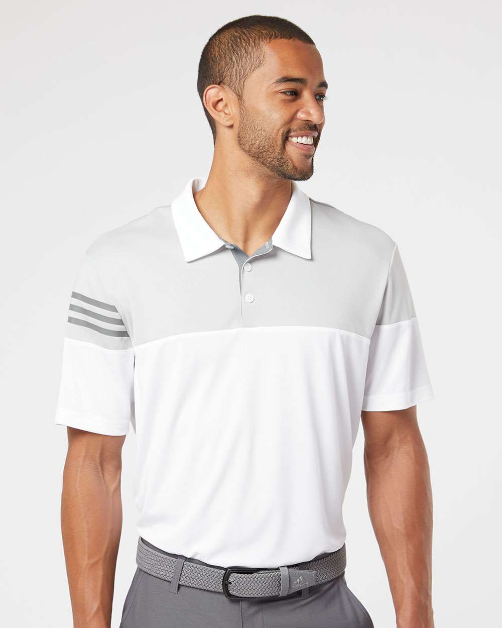 no-logo Adidas Heather 3Stripes Block Polo-Men's Polos-Adidas-Thread Logic