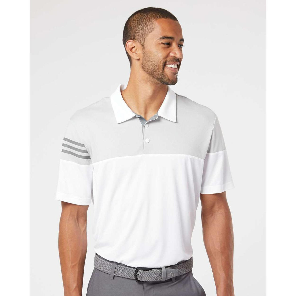 no-logo Adidas Heather 3Stripes Block Polo-Men's Polos-Adidas-Thread Logic