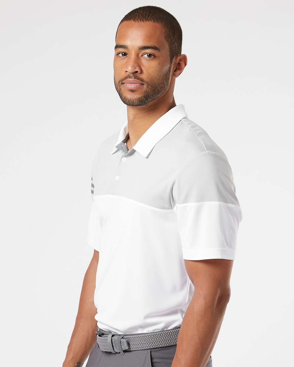 no-logo Adidas Heather 3Stripes Block Polo-Men's Polos-Adidas-Thread Logic