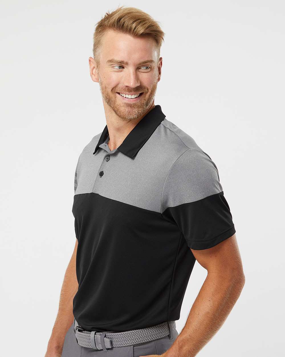 no-logo Adidas Heather 3Stripes Block Polo-Men's Polos-Adidas-Thread Logic