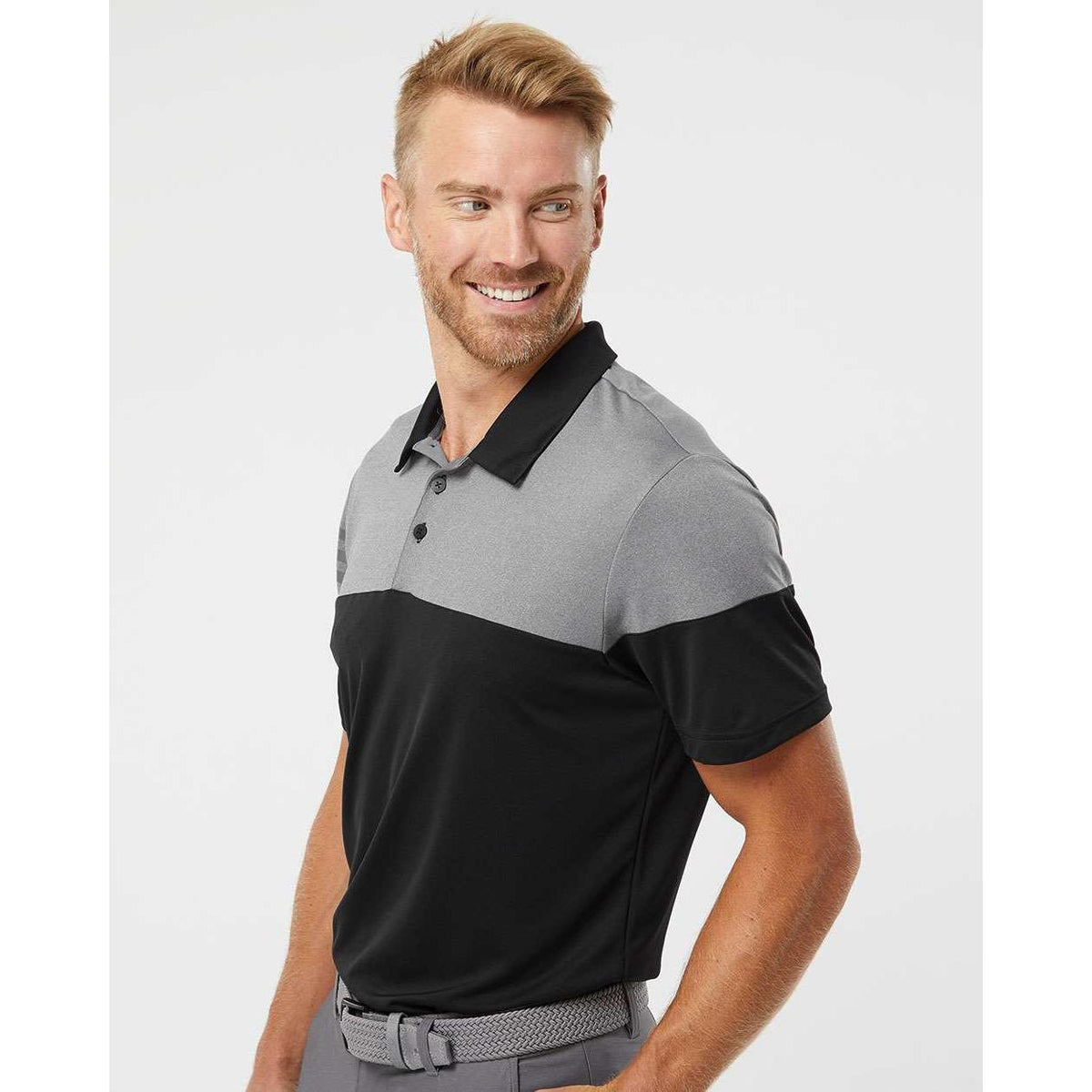 no-logo Adidas Heather 3Stripes Block Polo-Men's Polos-Adidas-Thread Logic
