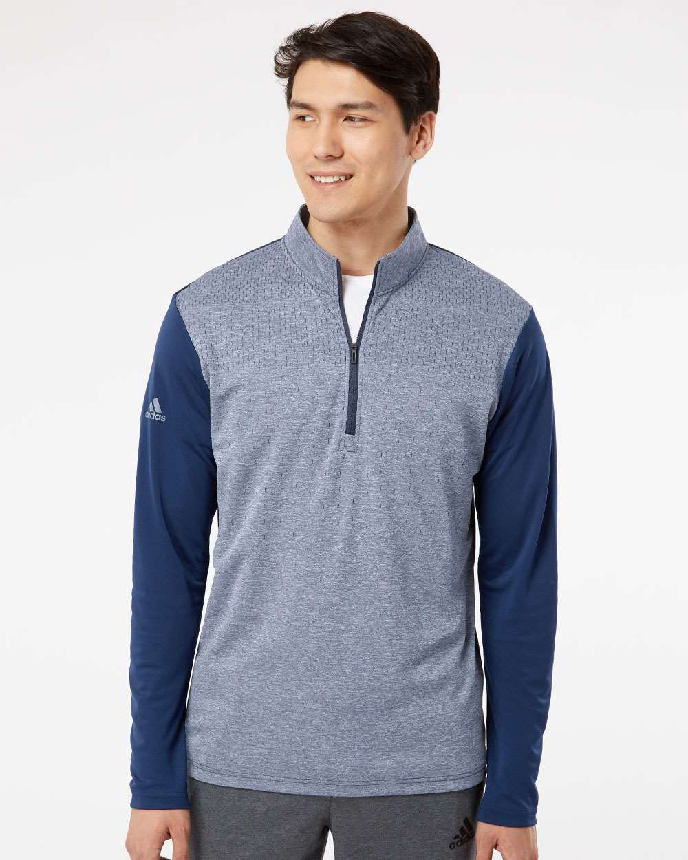 no-logo Adidas Heather Block Print Quarter-Zip Pullover-Outerwear-Adidas-Thread Logic