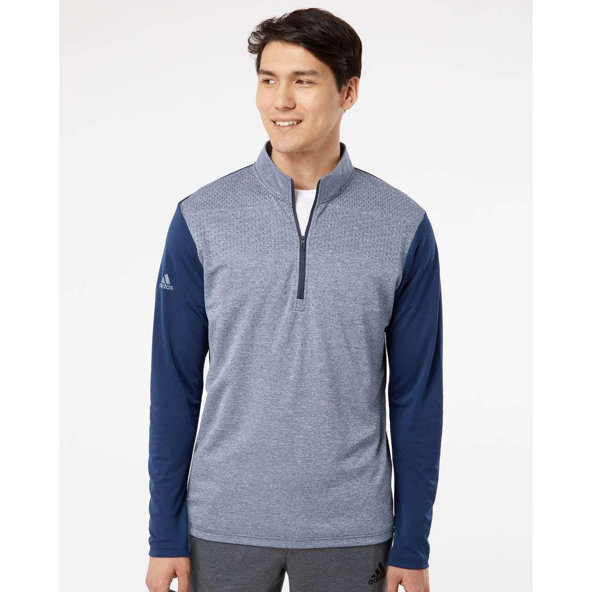 no-logo Adidas Heather Block Print Quarter-Zip Pullover-Outerwear-Adidas-Thread Logic