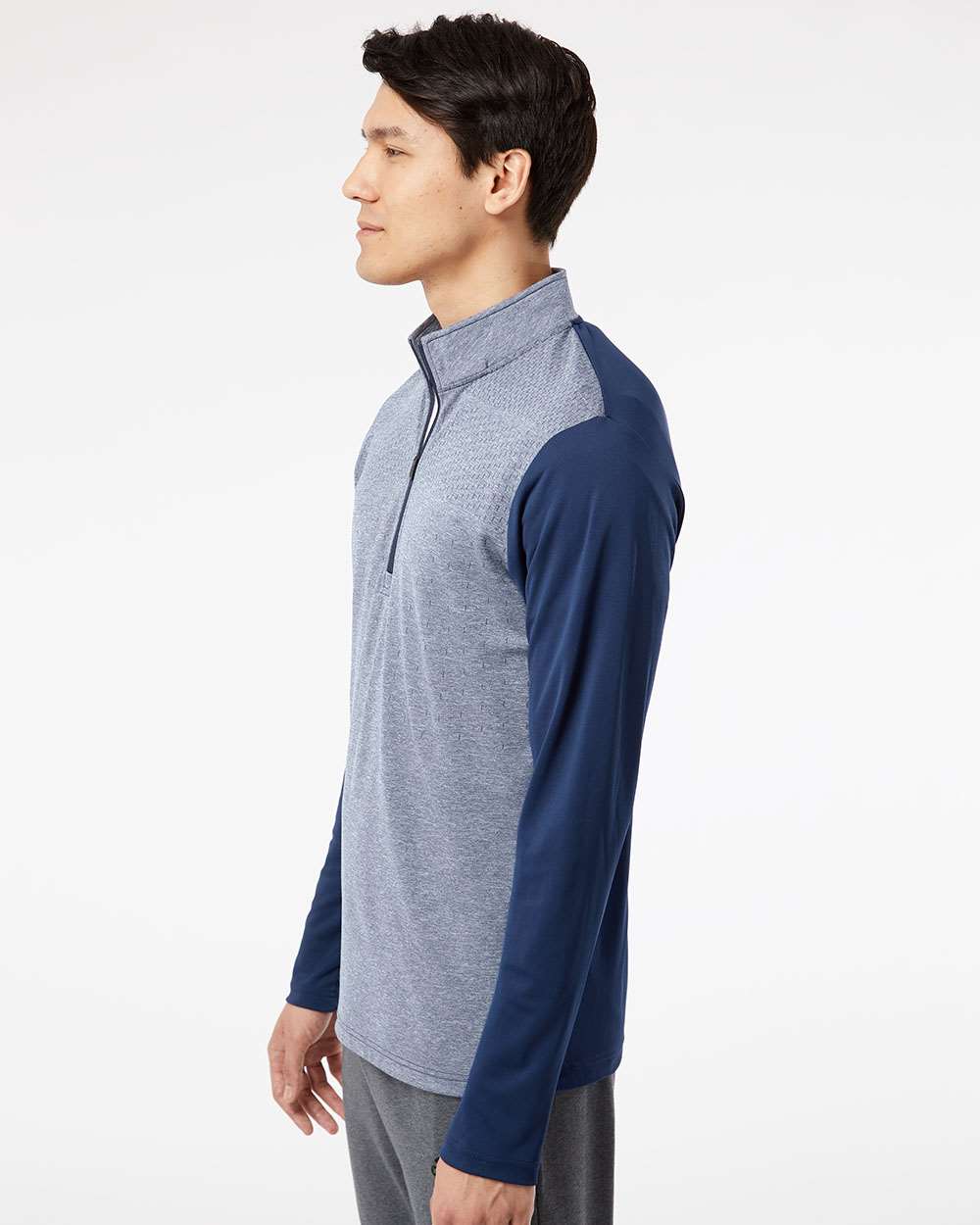 no-logo Adidas Heather Block Print Quarter-Zip Pullover-Outerwear-Adidas-Thread Logic