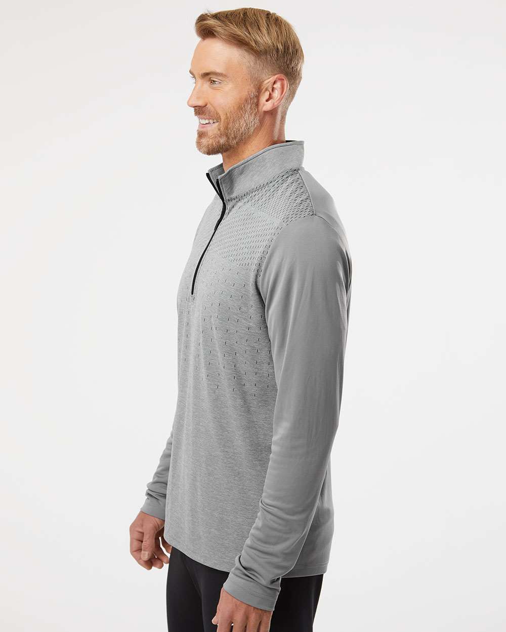 no-logo Adidas Heather Block Print Quarter-Zip Pullover-Outerwear-Adidas-Thread Logic