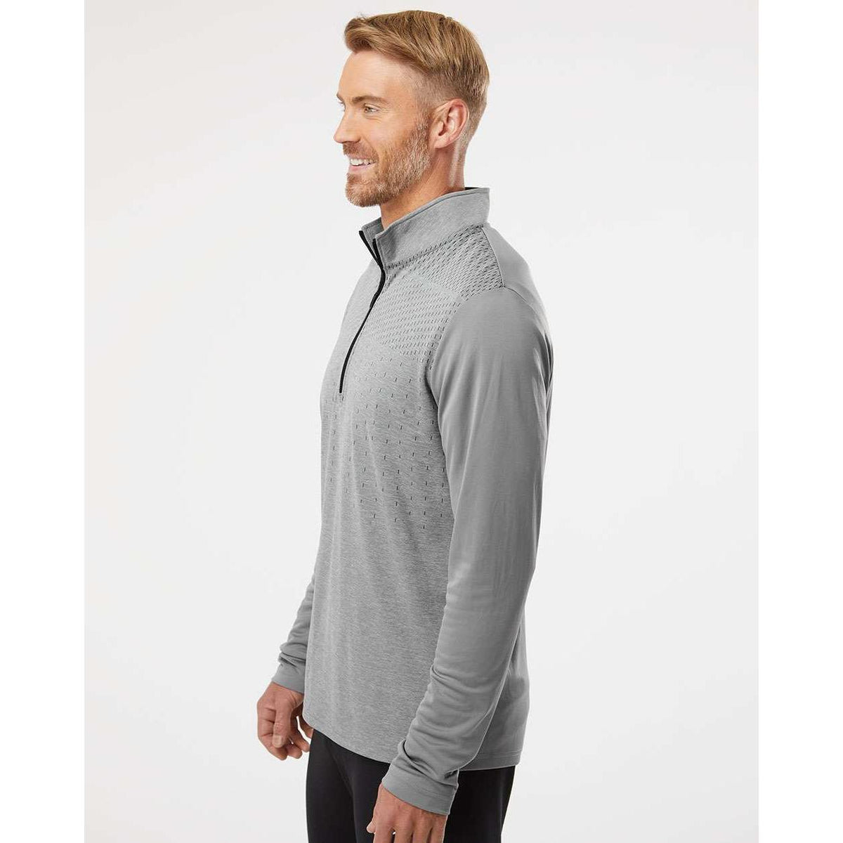 no-logo Adidas Heather Block Print Quarter-Zip Pullover-Outerwear-Adidas-Thread Logic