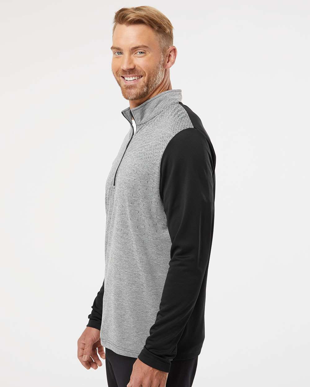 no-logo Adidas Heather Block Print Quarter-Zip Pullover-Outerwear-Adidas-Thread Logic