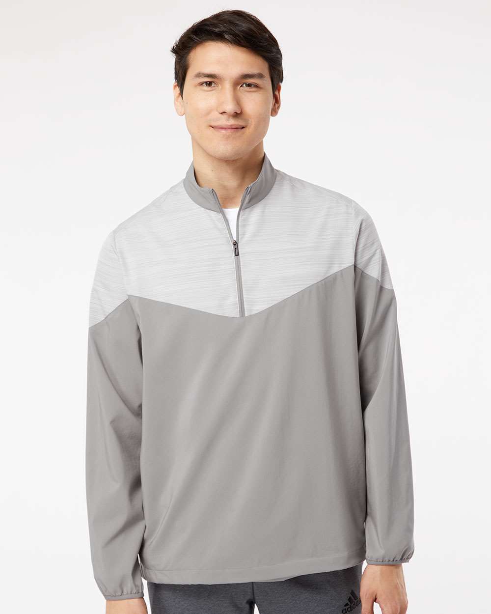 no-logo Adidas Heather Chevron Quarter-Zip Wind Pullover-Outerwear-Adidas-Thread Logic