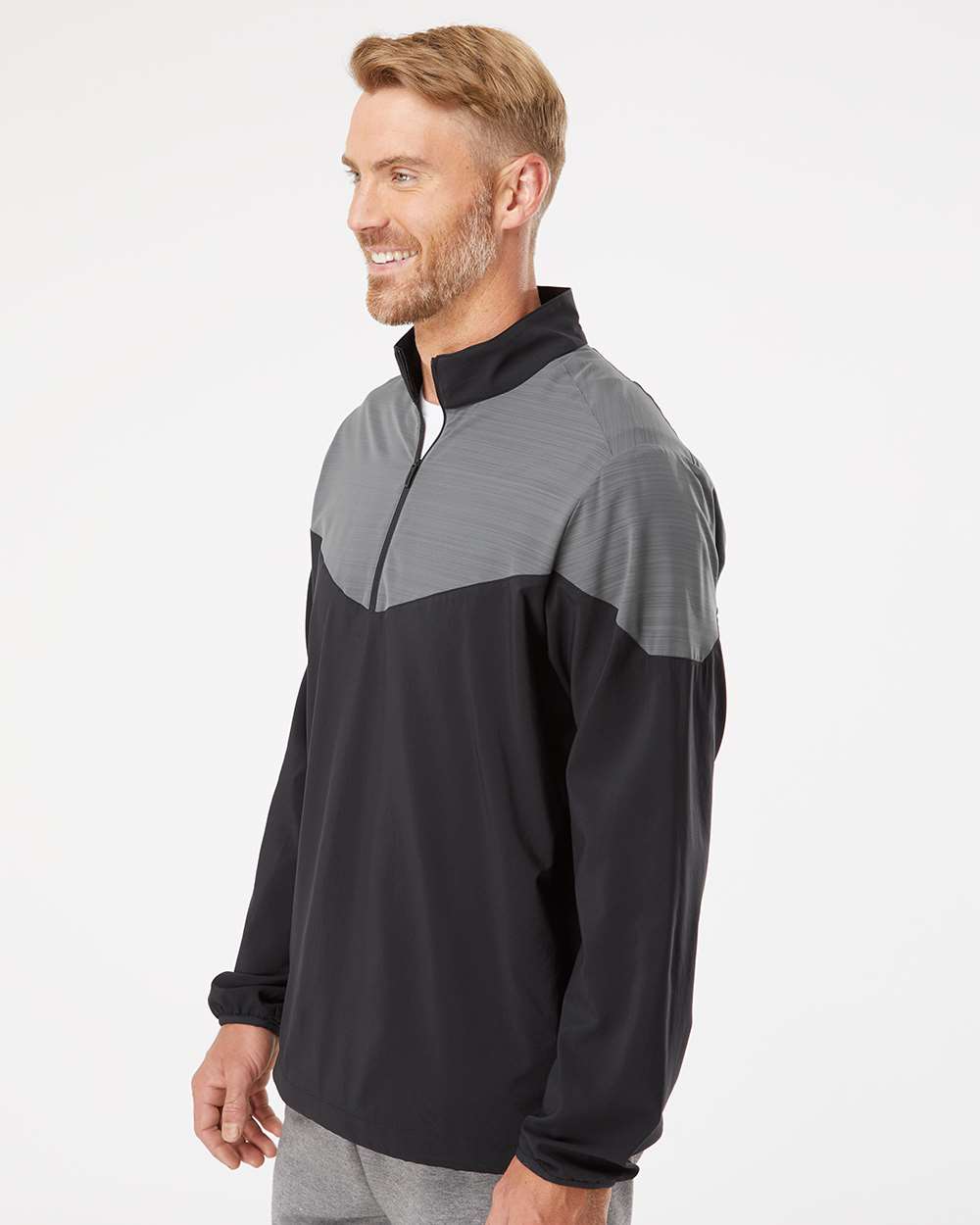 no-logo Adidas Heather Chevron Quarter-Zip Wind Pullover-Outerwear-Adidas-Thread Logic