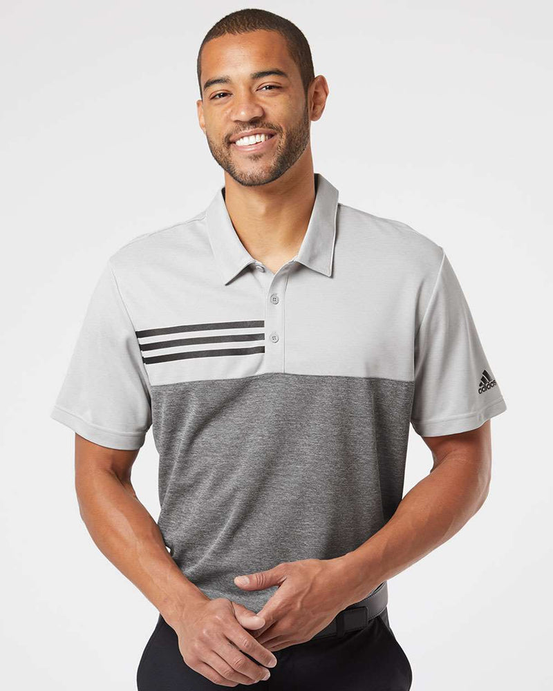 no-logo Adidas Heathered Colorblock 3-Stripes Sport Shirt-Men's Polos-Adidas-Thread Logic