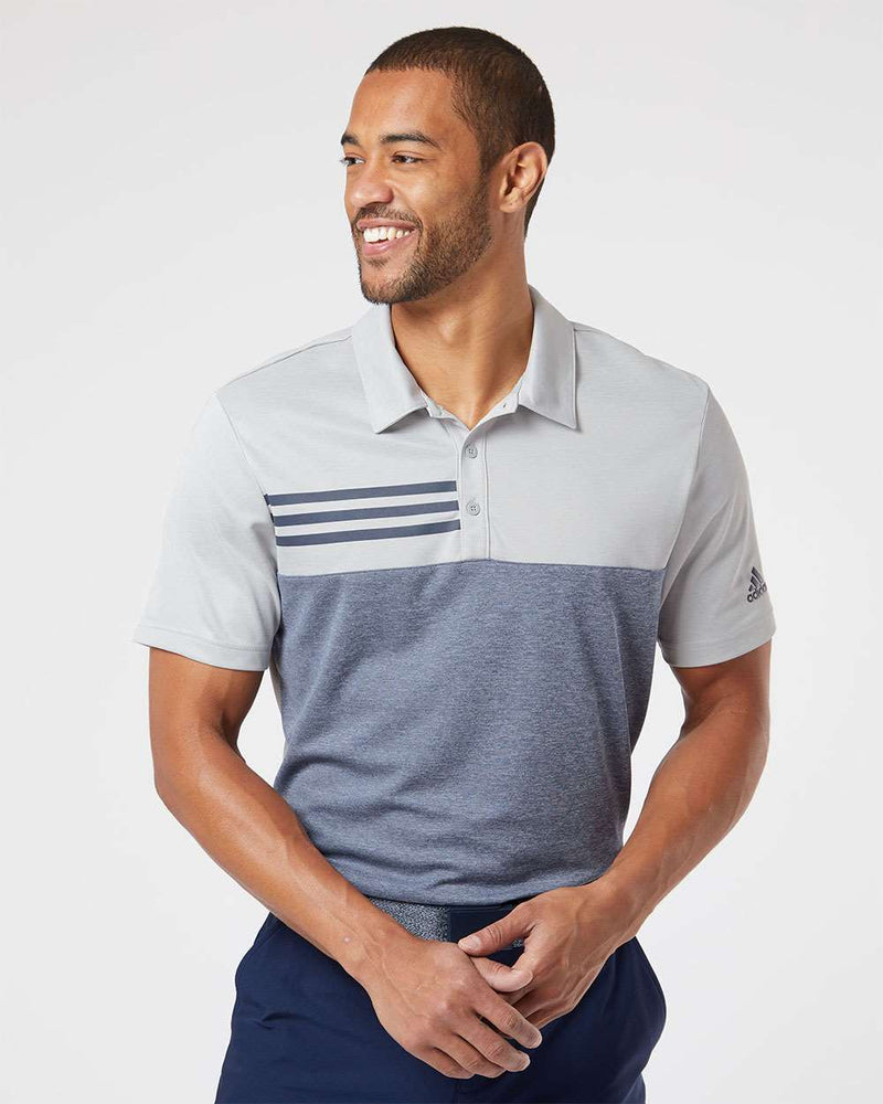 no-logo Adidas Heathered Colorblock 3-Stripes Sport Shirt-Men's Polos-Adidas-Thread Logic